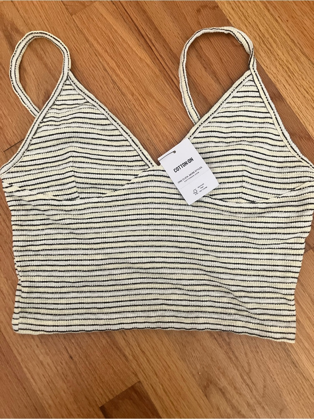 Cotton On Cream and Black Striped Ribbed Camisole